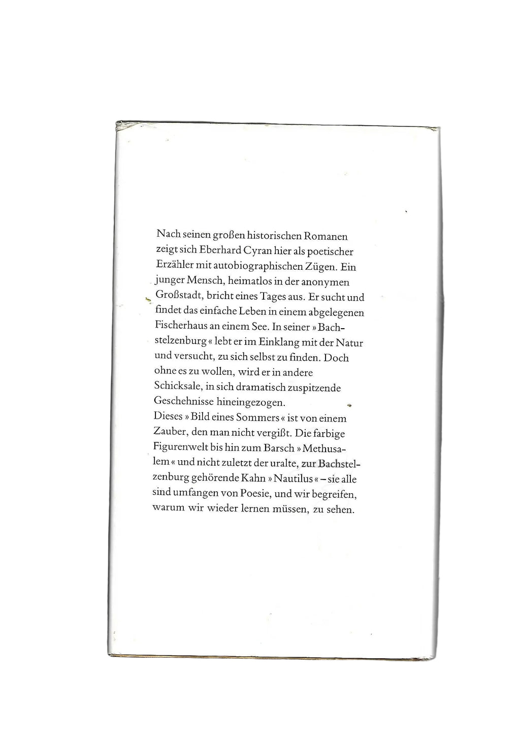 Belletristik Eberhard Cyran Bachstelzenburg Eugen Salzer-Verlag Heilbronn 1987