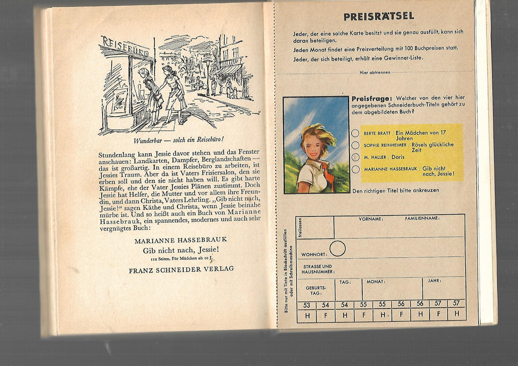 Jugendbuch Felix Riemkasten Bärbels fröhliche Lehrzeit Schneider 1953