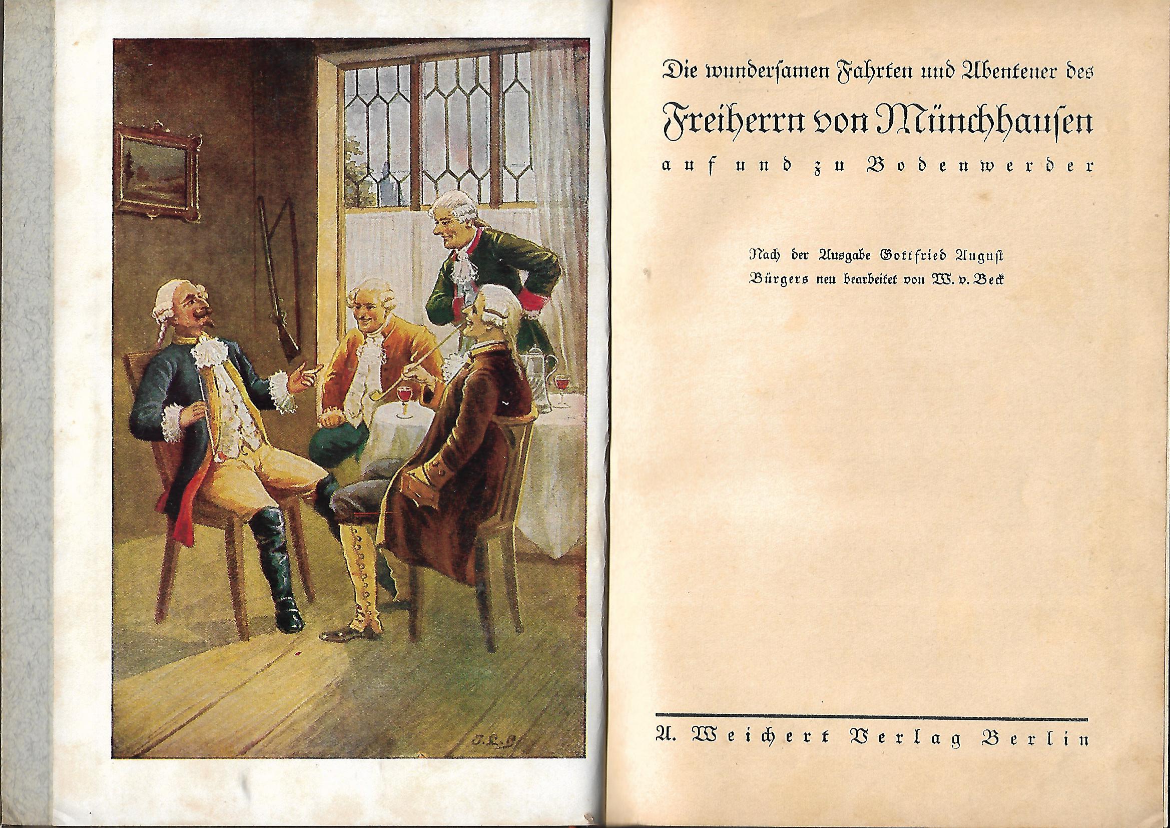 Alte Bücher Gottfried August Bürgers/Wilhelm von Beck Die wundersamen Fahrten und Abenteuer des Freiherrn von Münchhausen