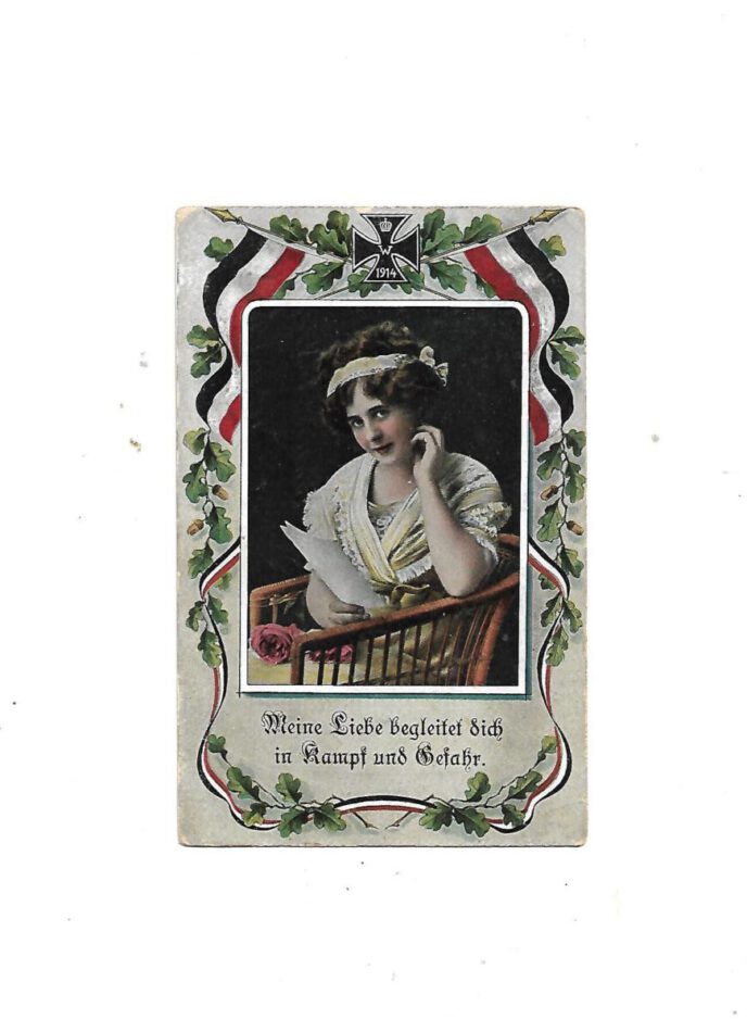 Feldpost Meine Liebe begleitet dich in Kampf und Gefahr gelaufen 1916