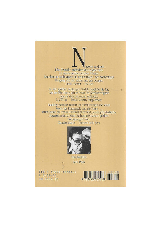 elletristik Sten Nadolny - Die Entdeckung der Langsamkeit - Piper 1990 SoftCover - Erlaeuterung