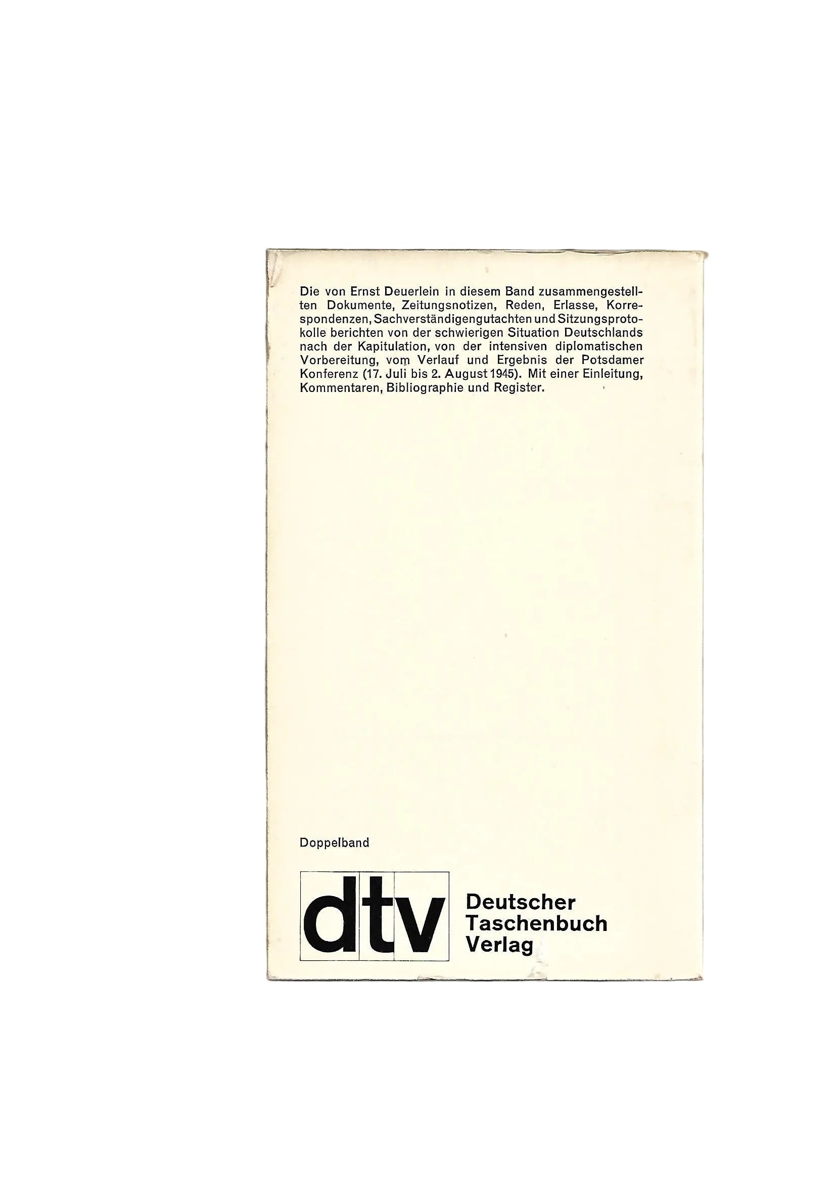 Berlin Ernst Deuerlein (Herausgeber) Potsdam 1945 dtv Dokumente 1963  broschiert