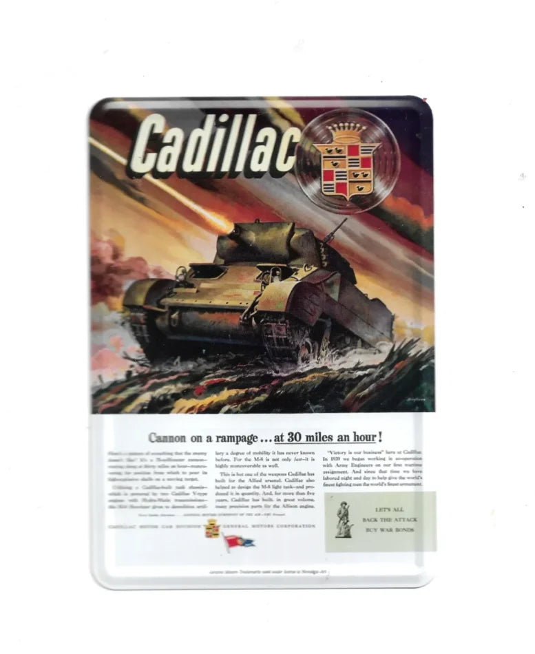 Blechpostkarte Cadillac M-5 Tank: Cannon on a rampage