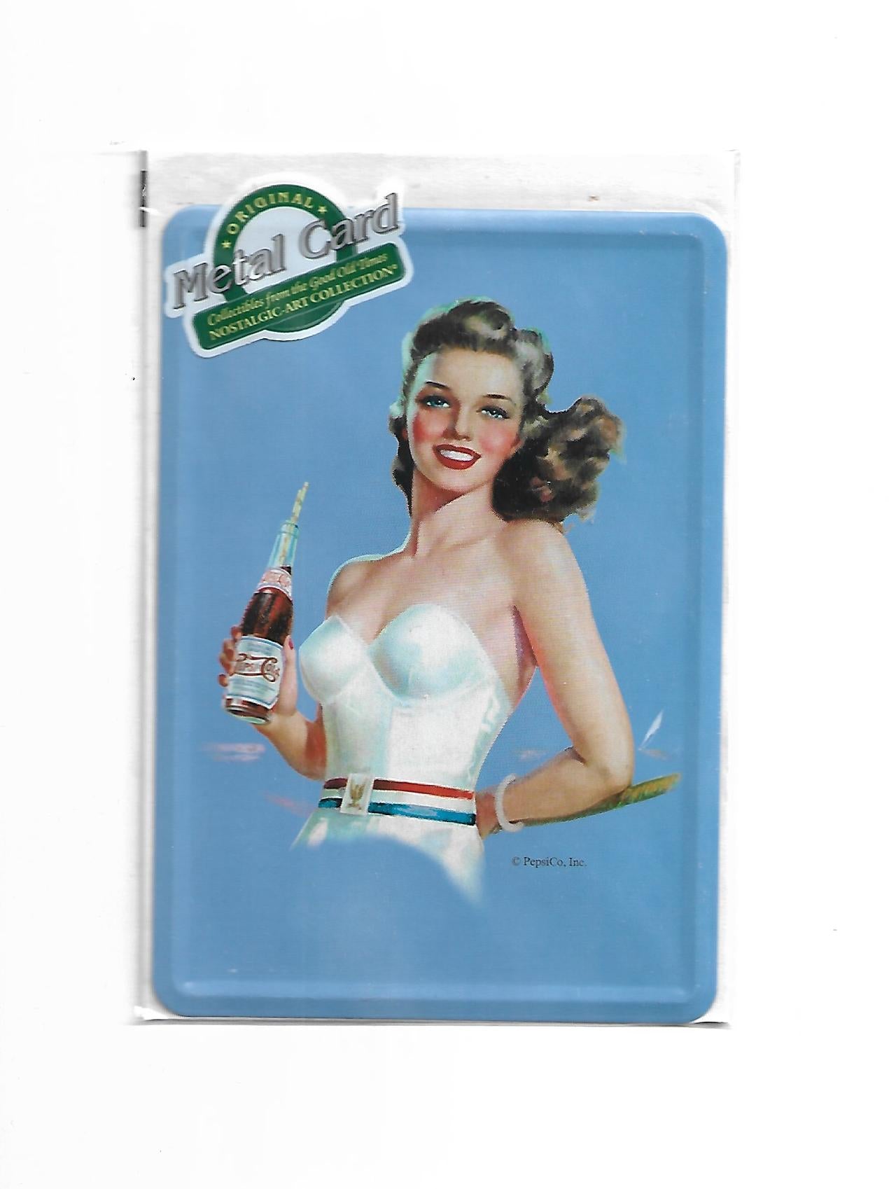 „Blechpostkarte Pepsi Cola Pin‑Up – gewölbte, randgeprägte Vintage‑Metallpostkarte von Nostalgic Art“