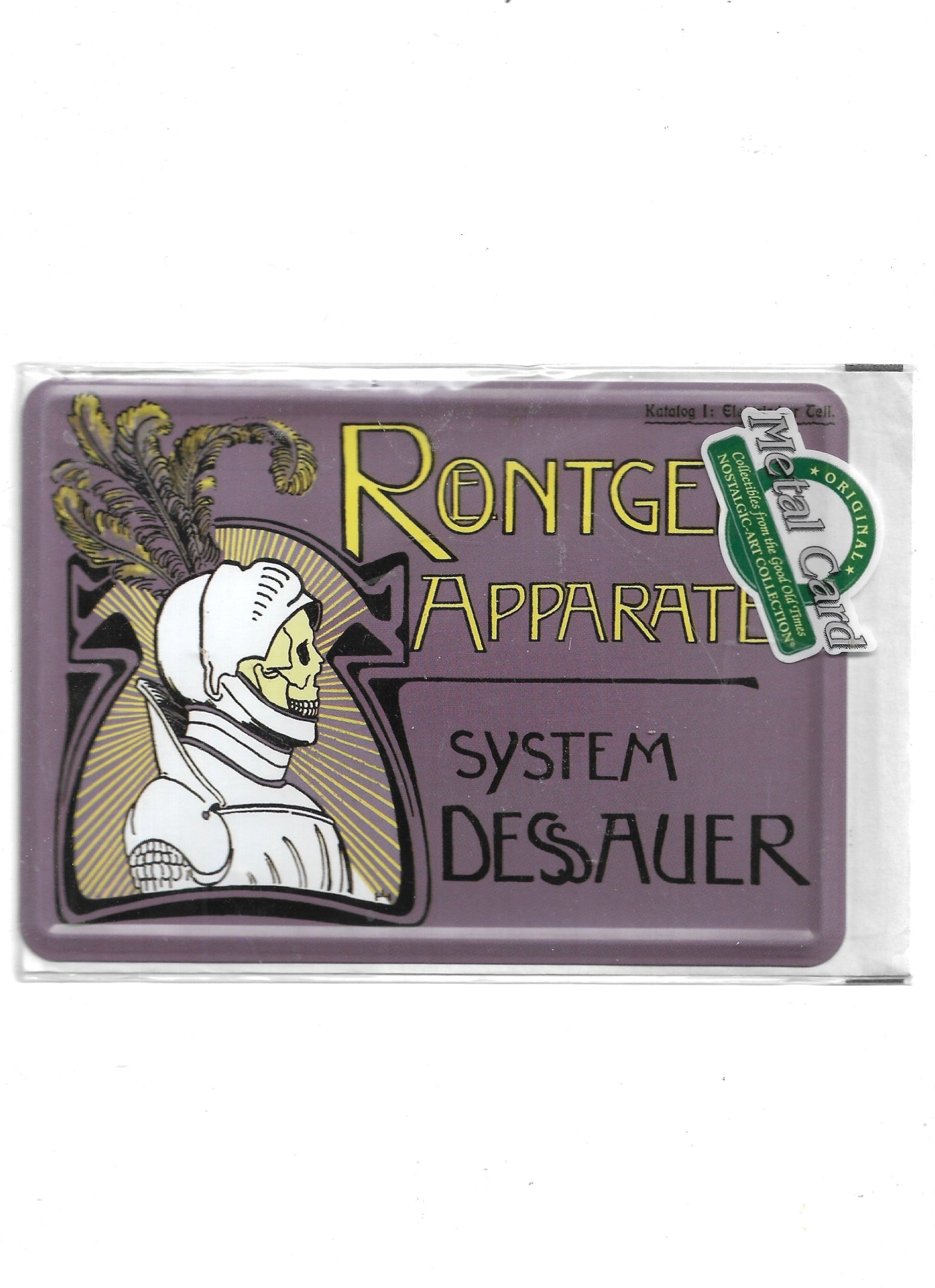 „Blechpostkarte Röntgen Apparate System Dessauer – gewölbte, randgeprägte Vintage‑Metallpostkarte von Nostalgic Art“