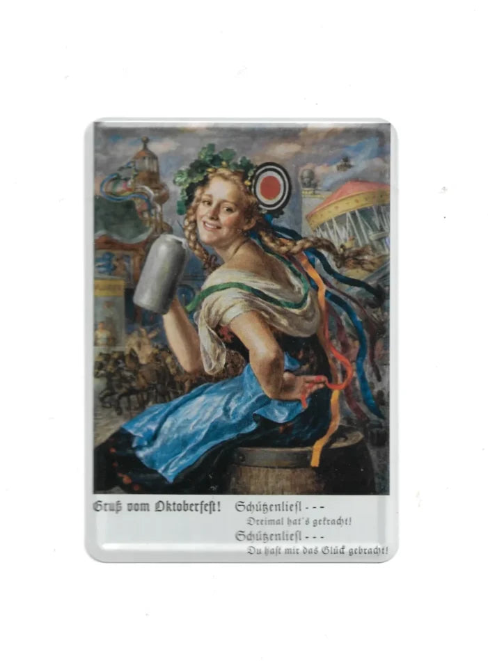 Blechpostkarte Schützenliesl - Gruß vom Oktoberfest