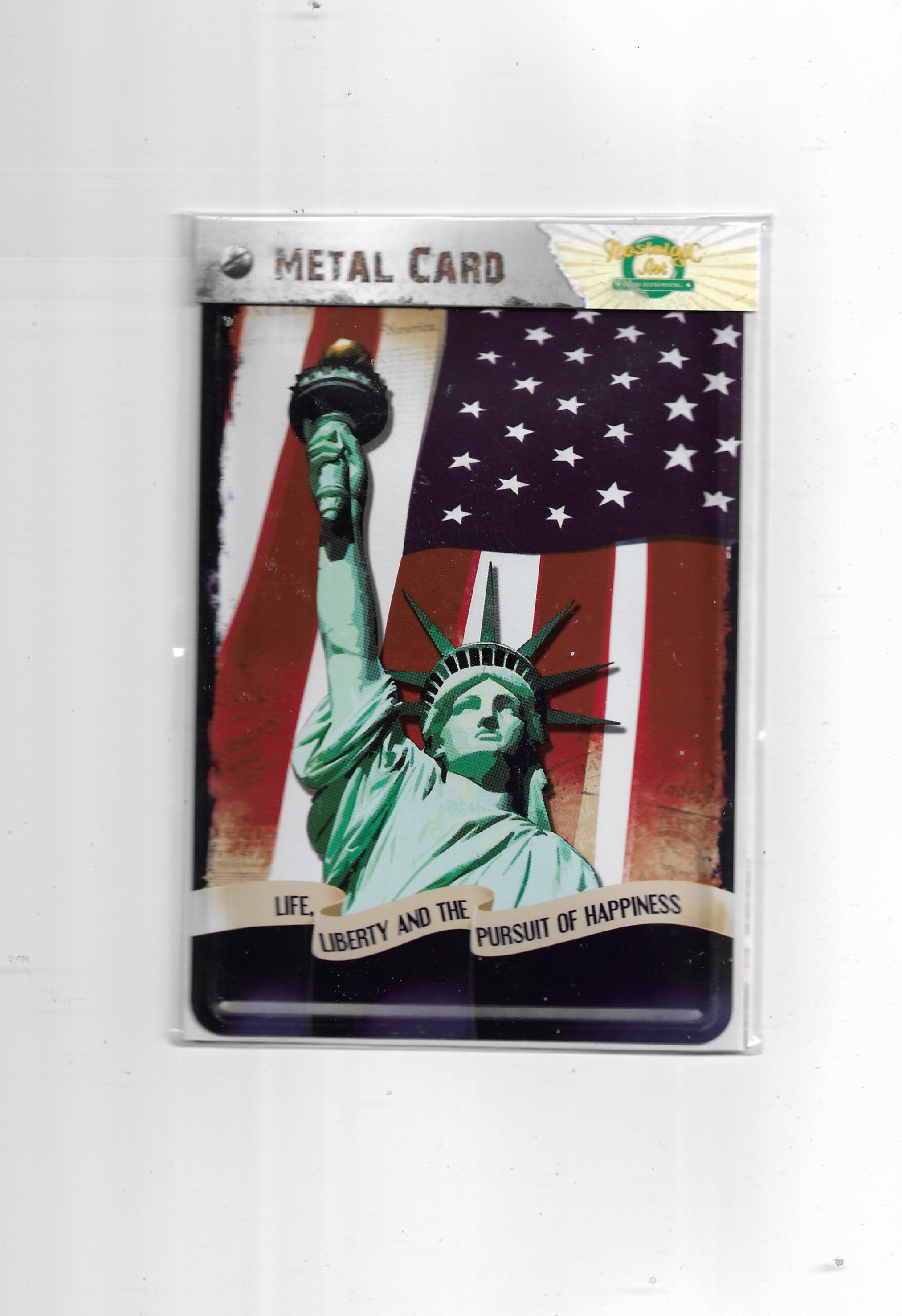 „Blechpostkarte Statue of Liberty – gewölbte, randgeprägte Vintage‑Metallpostkarte von Nostalgic Art“