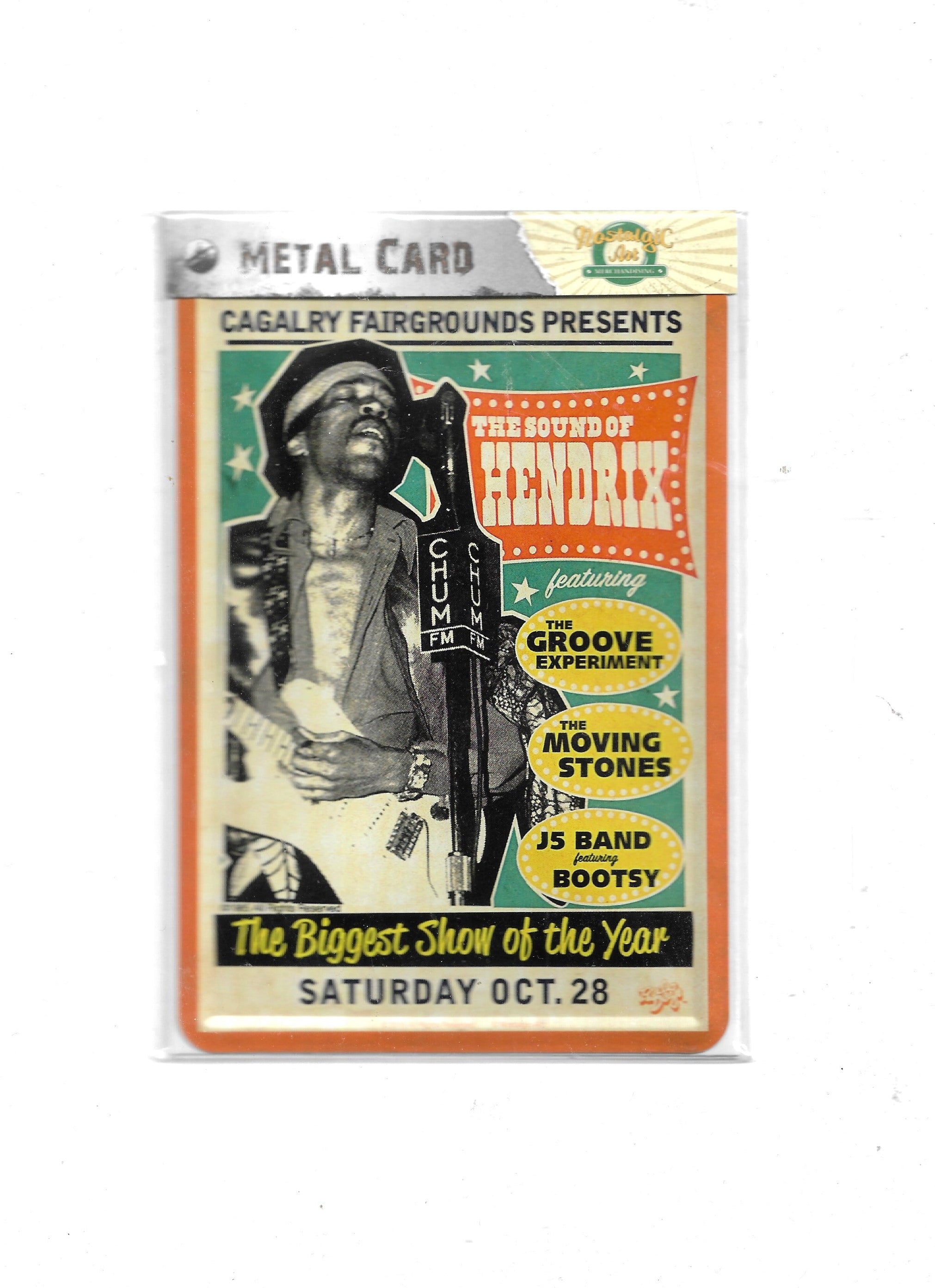 „Blechpostkarte Jimi Hendrix – gewölbte, randgeprägte Retro‑Metallpostkarte von Nostalgic Art“