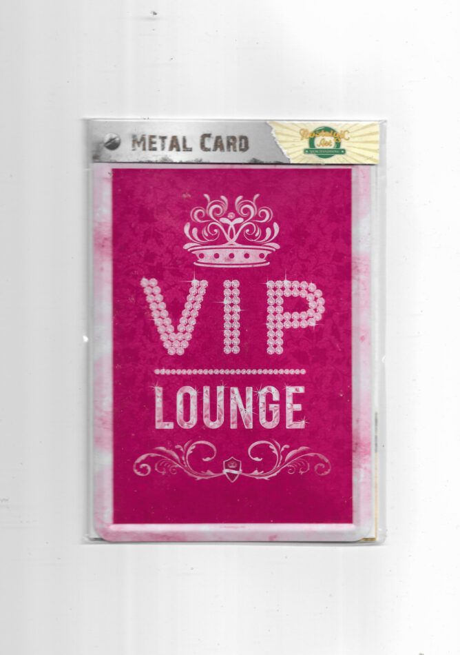„Blechpostkarte VIP Lounge pink – gewölbte, randgeprägte Vintage‑Metallpostkarte von Nostalgic Art“