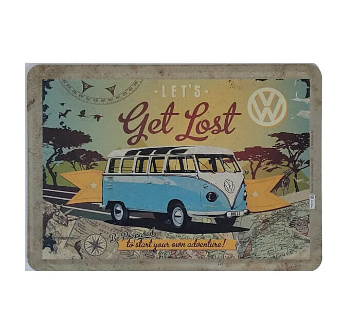Blechpostkarte VW Bulli - Let's get lost (Nostalgic Art)