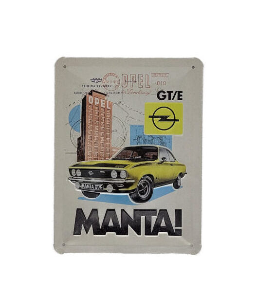 Angebot "Geschenkset 12" Blechschild (15 x 20 cm) + Pfefferminzpastillen Opel Manta GT/E (Nostalgic Art)