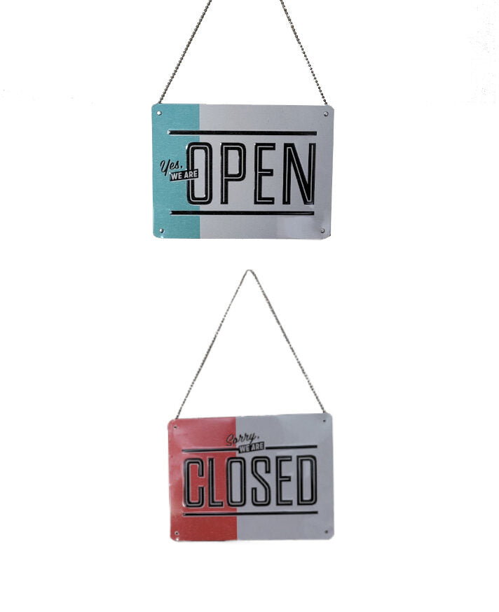 Blechschild Wendeschild "Yes, we are OPEN - Sorry, we are CLOSED" (15 x 20 cm)