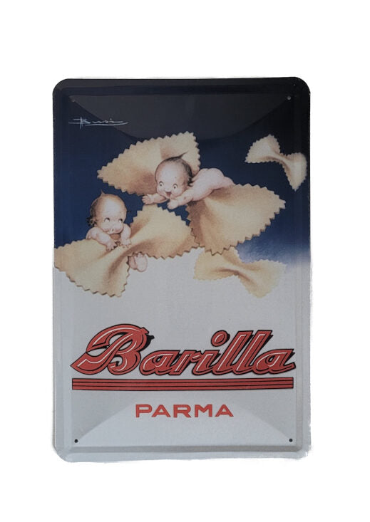Blechschild Barilla Parma - Babys im Nudelhimmel (20 x 30 cm)