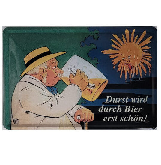 Blechschild Durst wird durch Bier erst schön (20 x 30 cm)