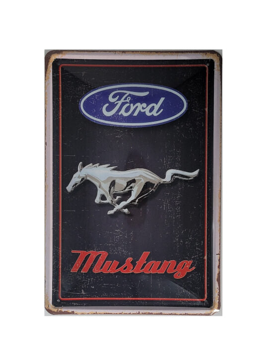 Blechschild Ford Mustang - Silbernes Pferd (20 x 30 cm)
