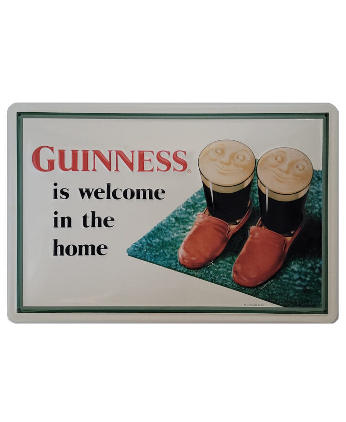 Blechschild Guinness - Is welcome in the home - Slippers (20 x 30 cm)