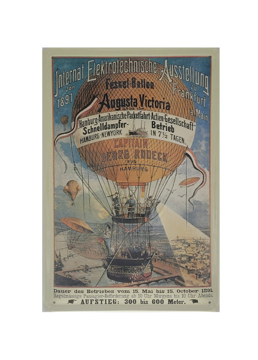 Blechschild HAPAG - Fesselballon Hamburg-NY Capitain G.Rodeck (20 x 30 cm)