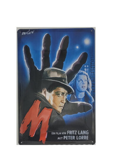 Blechschild Peter Lorre M - Eine Stadt sucht einen Mörder (20 x 30 cm)