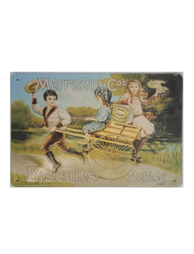 Blechschild Marsh & Co Biscuits - Motiv 1 Handwagen (20 x 30 cm)