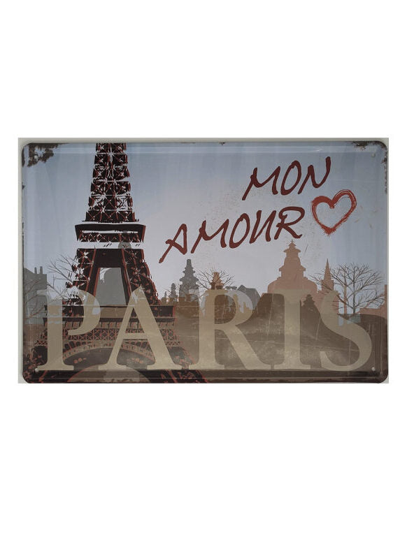 Blechschild Paris - Mon Amour (20 x 30 cm)