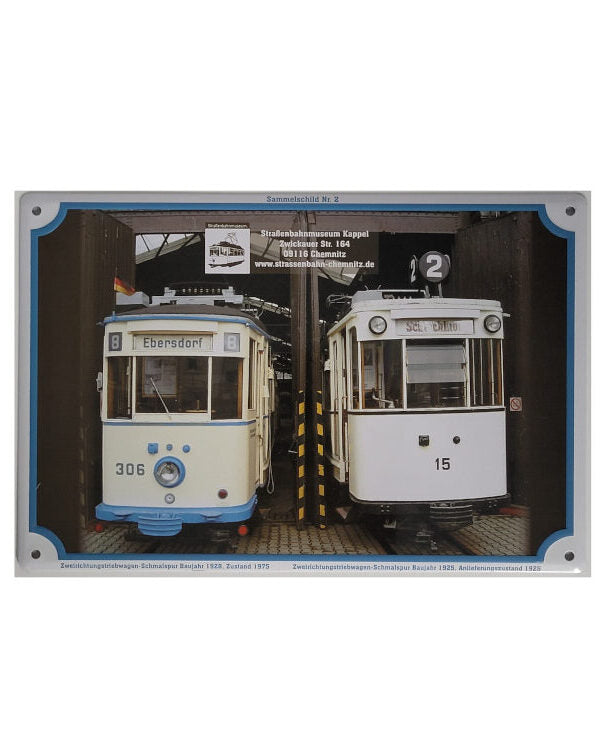 Blechschild Straßenbahn Zweirichtungstriebwagen-1928 Sammelschild Nr. 2 (20 x 30 cm)