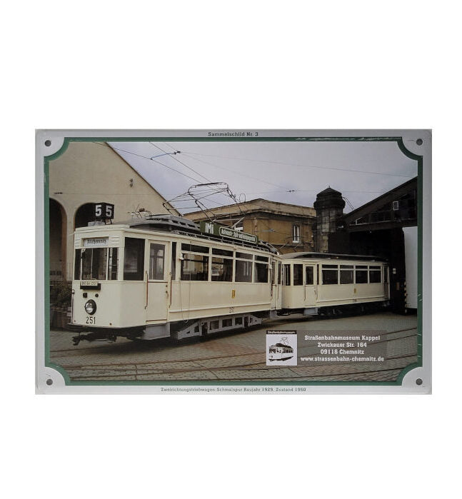 Blechschild Straßenbahn Zweirichtungstriebwagen-1929 Sammelschild Nr. 3 (20 x 30 cm)