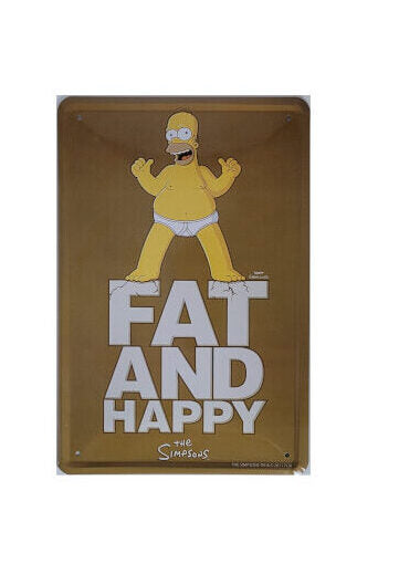 Blechschild The Simpsons - Fat and Happy (20 x 30 cm)