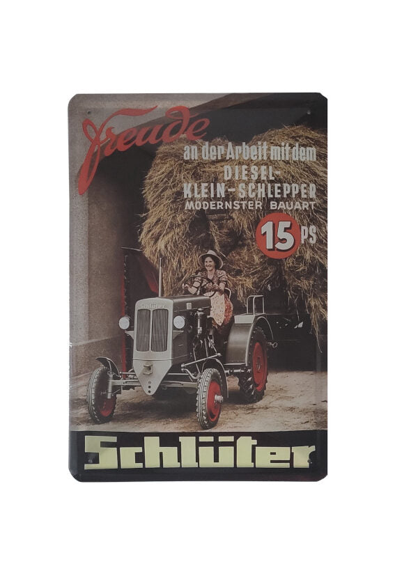 Blechschild Traktor Kleinschlepper Schlüter - 15 PS (20 x 30 cm)