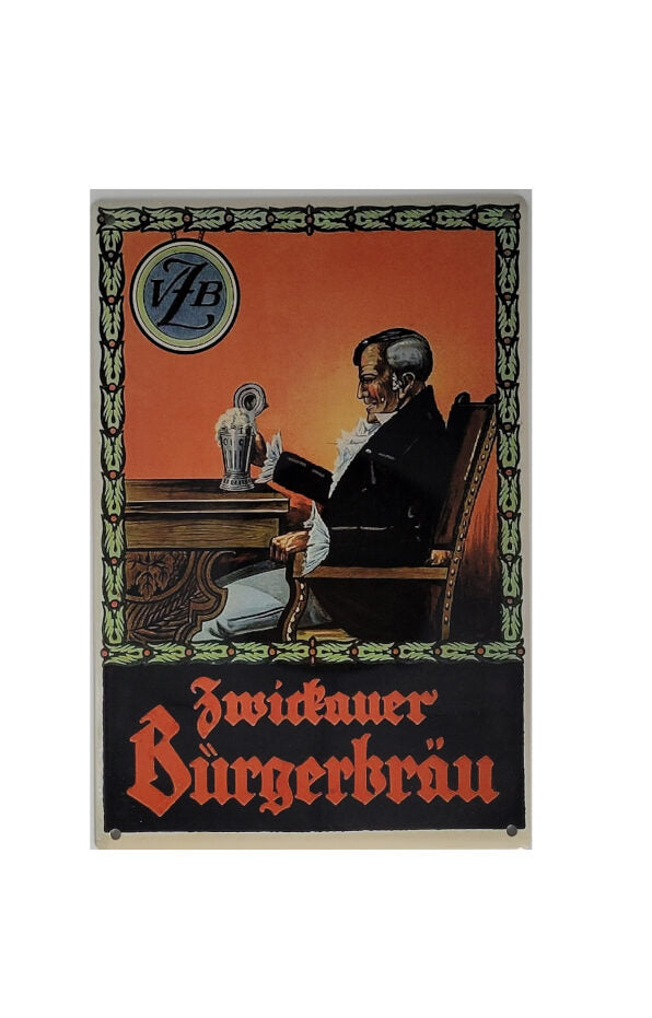 Blechschild VZB - Zwickauer Bürgerbräu (20 x 30 cm)