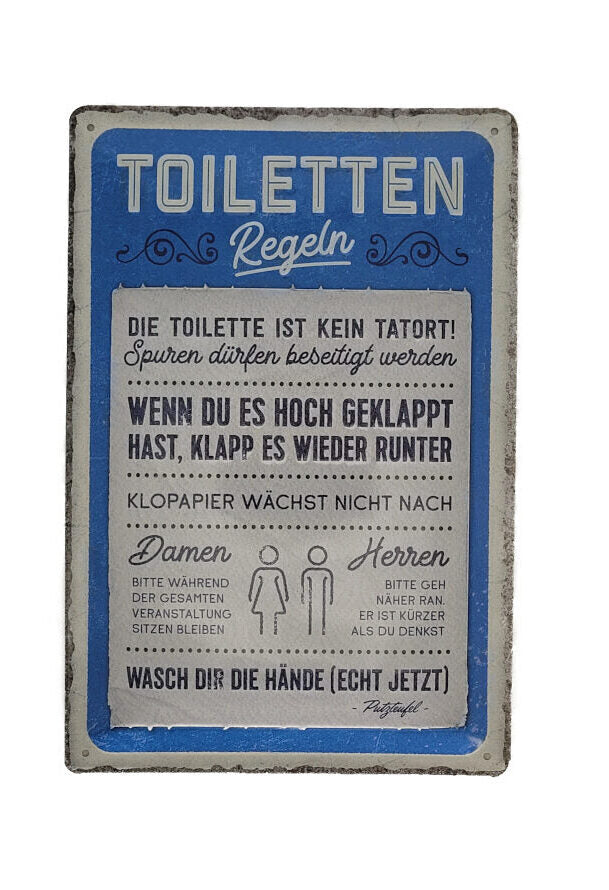 Blechschild Toiletten-Regeln Nostalgic Art (20 x 30 cm)