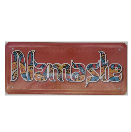 Blechschild Namaste - "नमस्ते"  (28 x 12 cm)