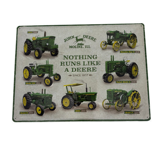 Blechschild John Deere Model Chart (30 x 40 cm) (Nostalgic Art)