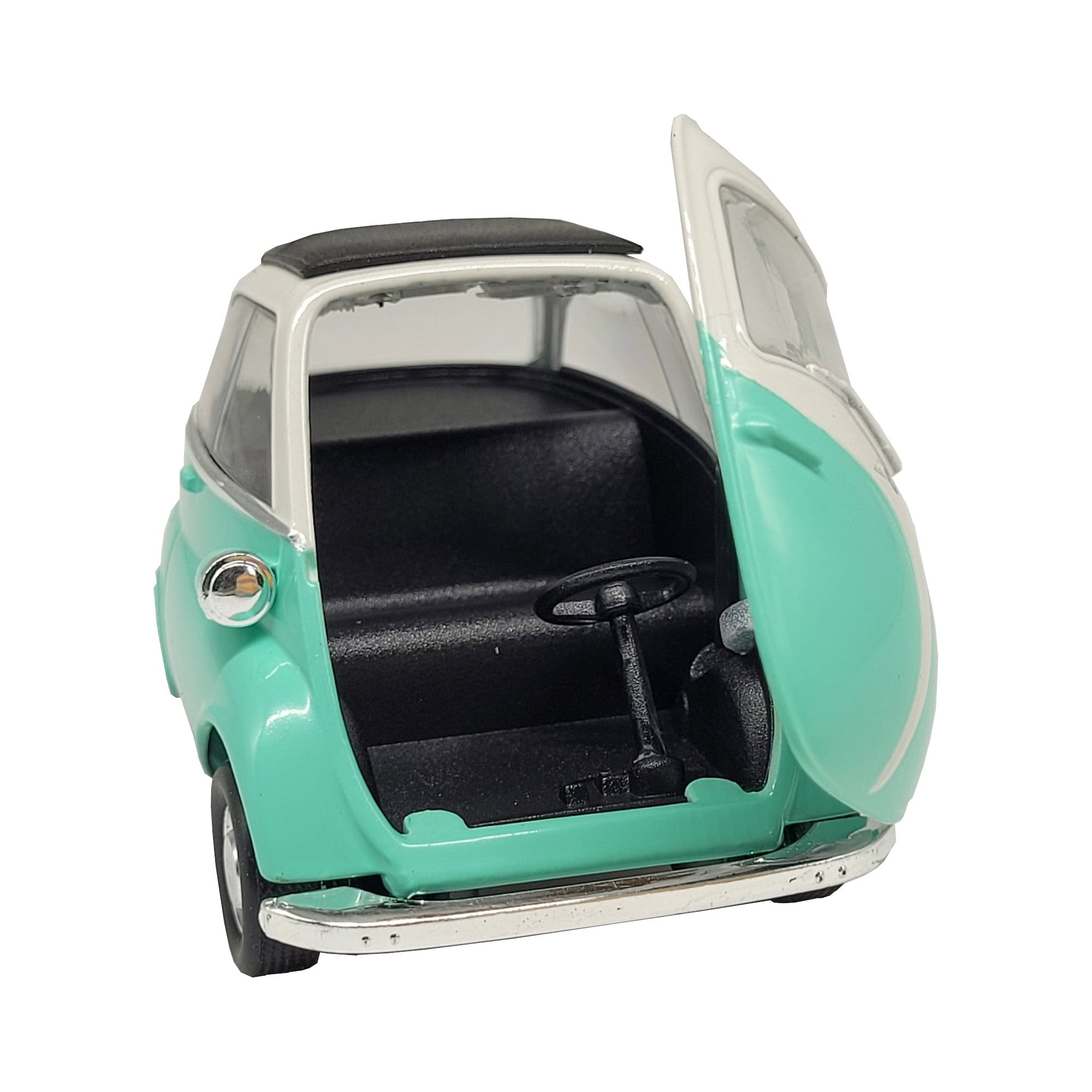 Modellauto BMW Isetta 1955 - mintgrün (aus Metall mit Friktionsmotor) 1:34