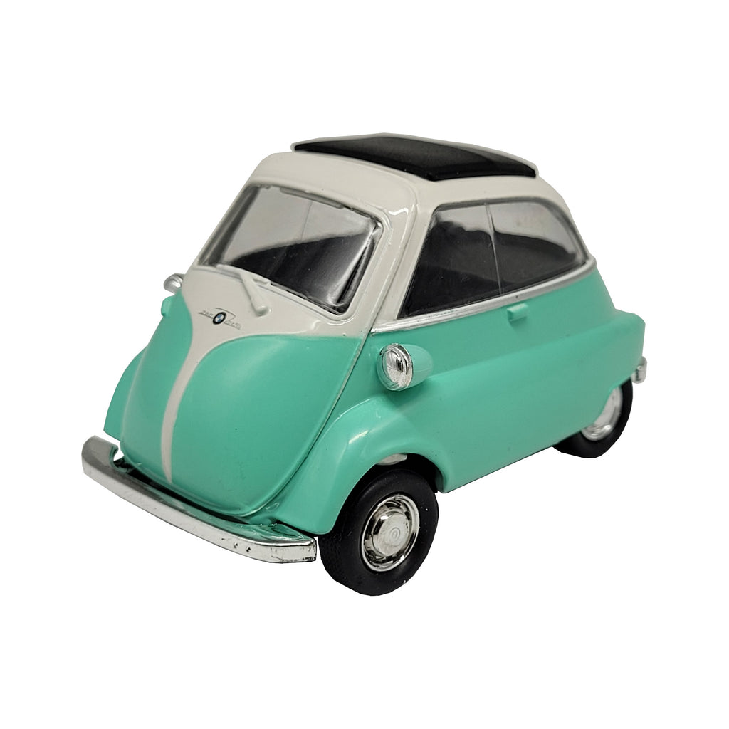 Modellauto BMW Isetta 1955 - mintgrün (aus Metall mit Friktionsmotor) 1:34