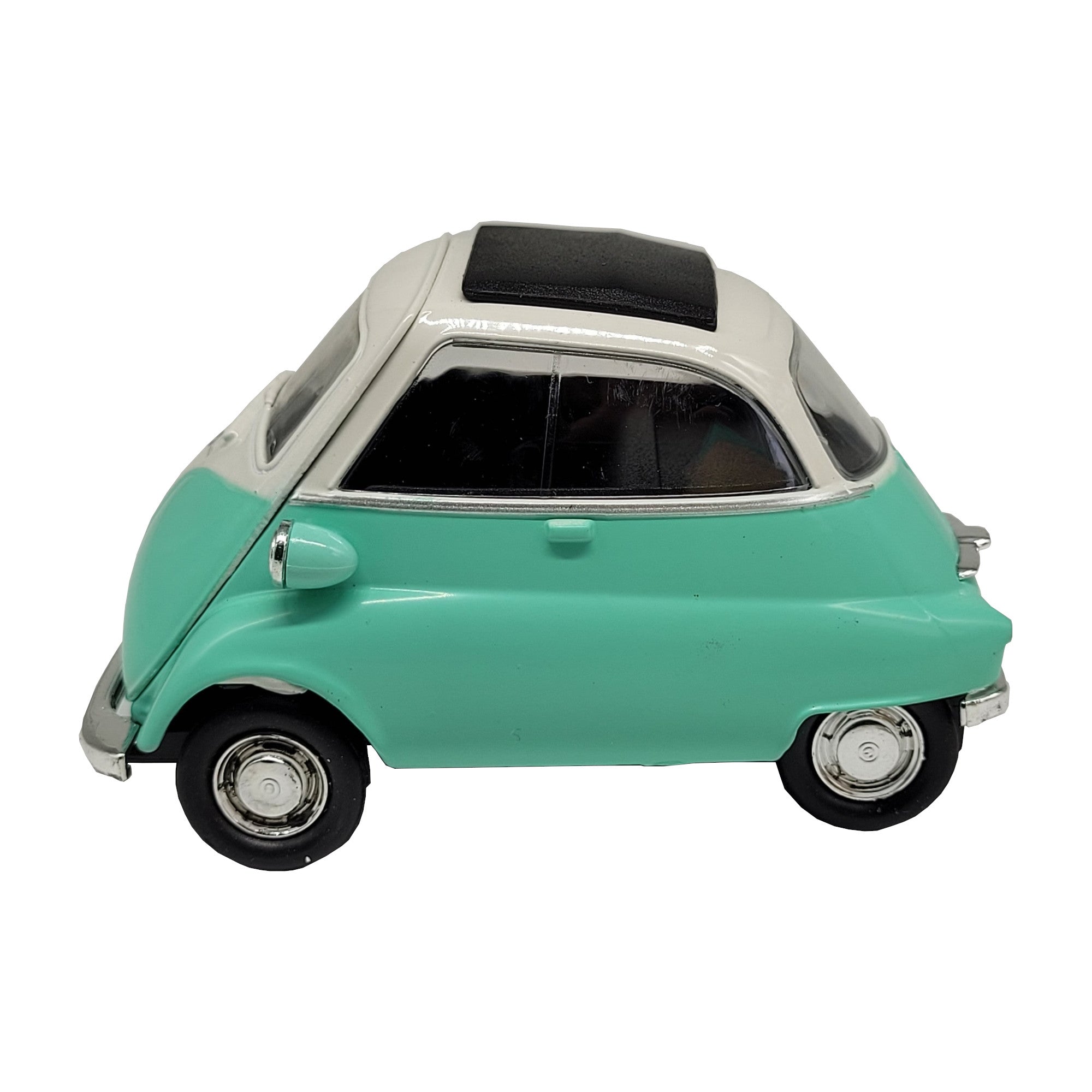 Modellauto BMW Isetta 1955 - mintgrün (aus Metall mit Friktionsmotor) 1:34