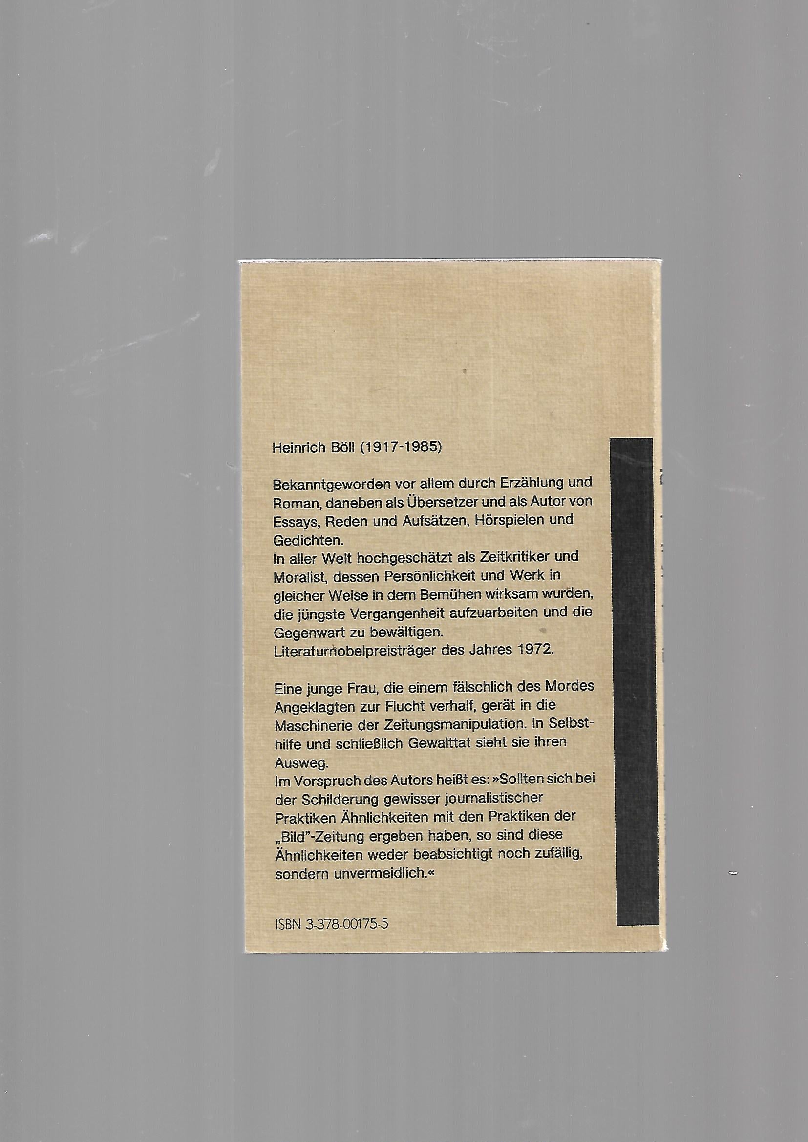 Belletristik Heinrich Böll Die verlorene Ehre der Katharina Blum Kiepenheuer Verlag 1987 