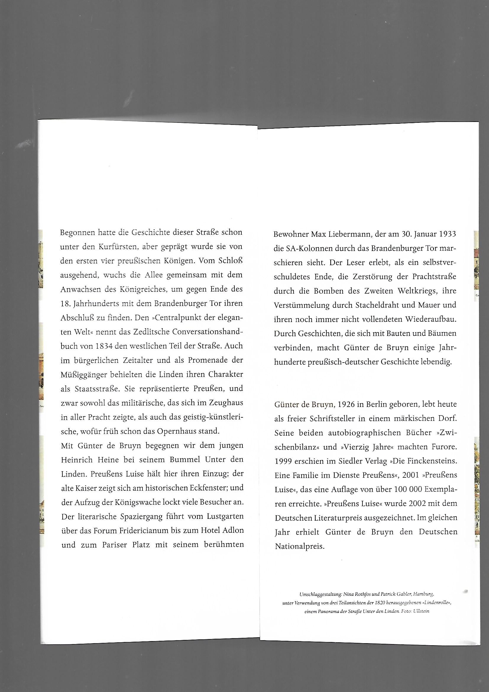 Berlin Günter de Bruyn Unter den Linden  Siedler Verlag 2002
