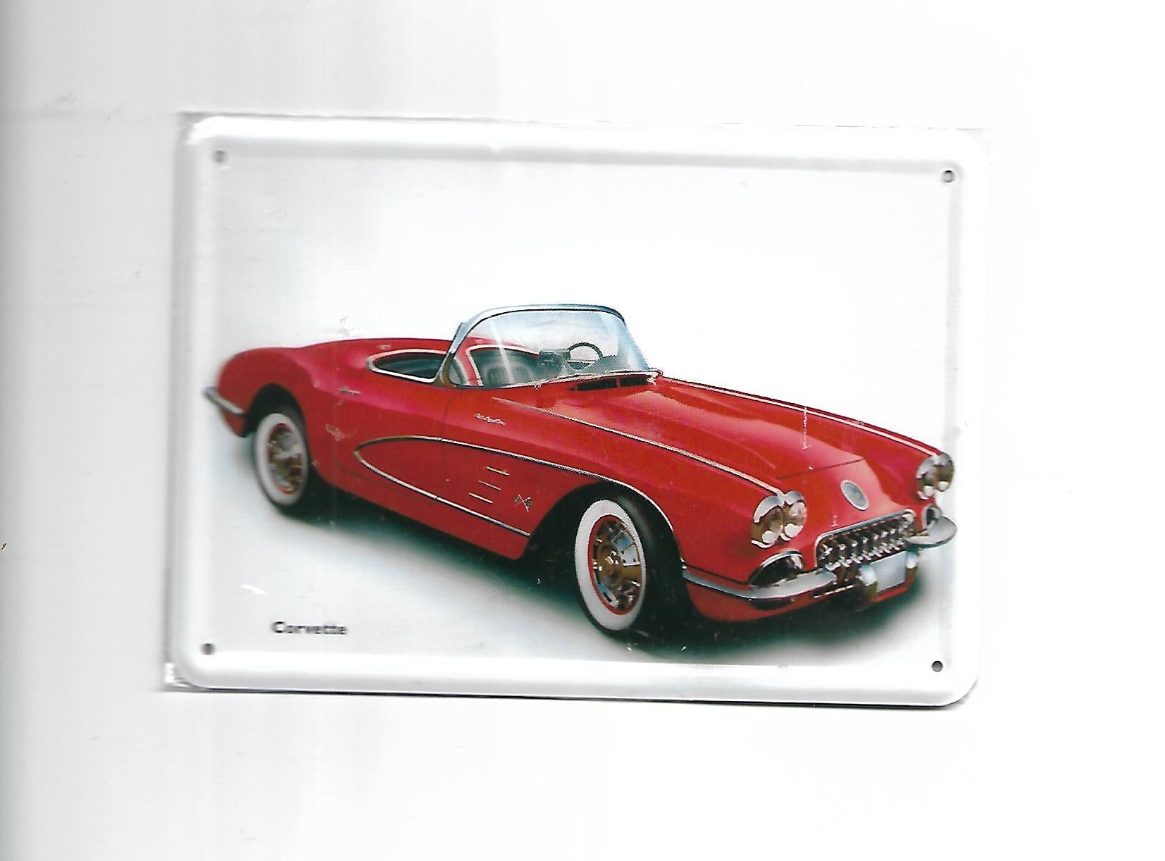 Blechpostkarte Corvette rot