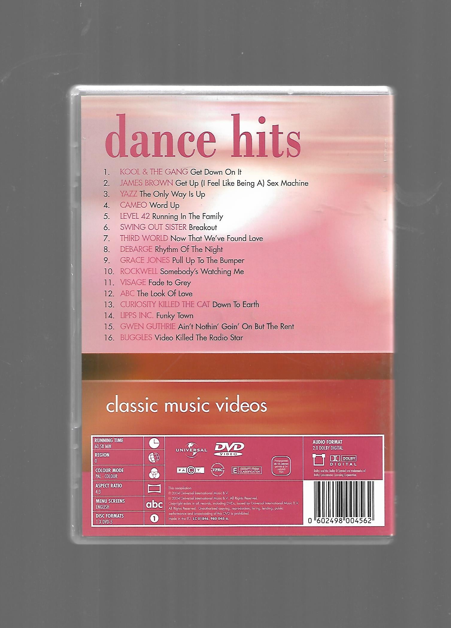 DVD  MUSIK - Dance Hits (Kool & The Gang, James Brown, Yazz, Level42, Grace Jones, ABC, Buggles) - gebraucht -