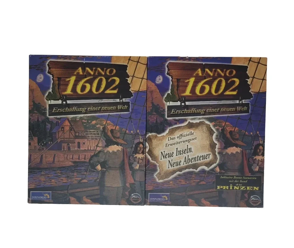 „Anno 1602 + Erweiterungsset – BigBox Bundle, gebraucht, EAN 018008300264 & 4018008300547, Sunflowers.“