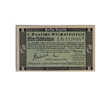 Dies & Das Achtellos der 2. Deutschen Reichslotterie – 1939 - original -