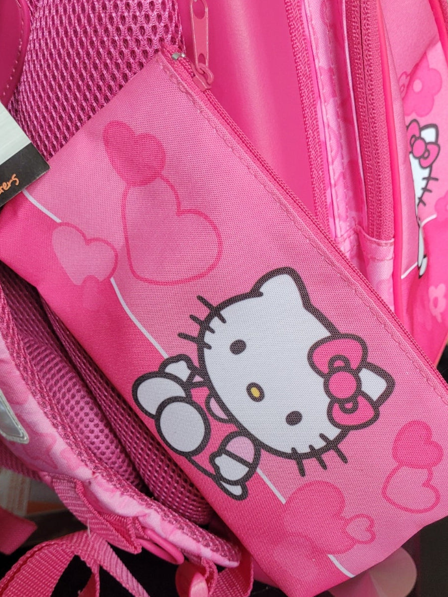 Dies & Das Hello Kitty - Schulranzen-Set - Pink mit Herzchen & Blümchen