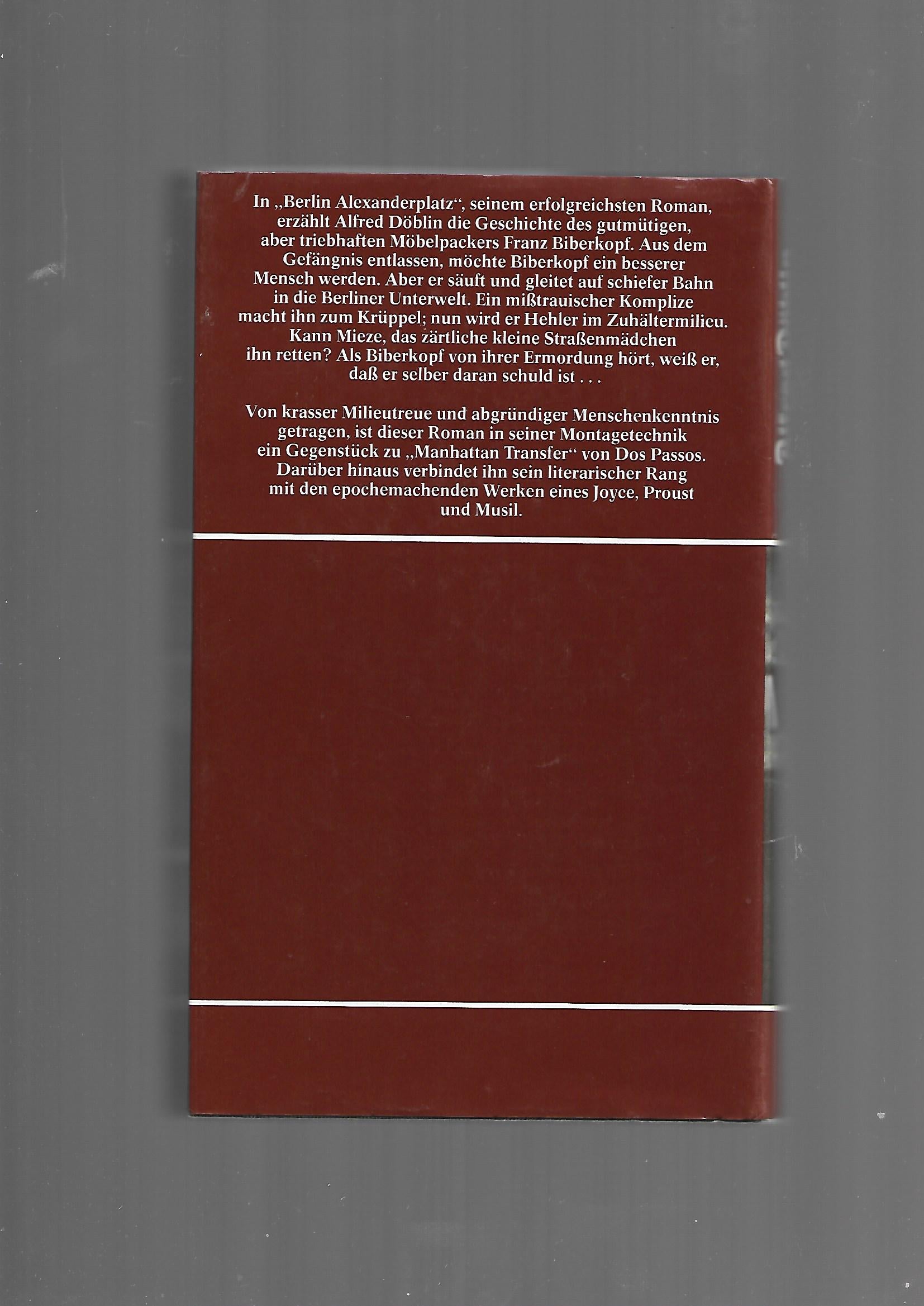 Berlin Alfred Döblin Berlin Alexanderplatz die Geschichte des Franz Biberkopf Bertelsmann Verlag Lizenzausgabe