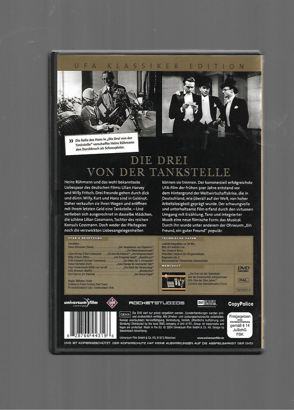 DVD Die Drei von der Tankstelle Heinz Rühmann Lilian Harvey Willy Fritsch UFA Klassiker Edition