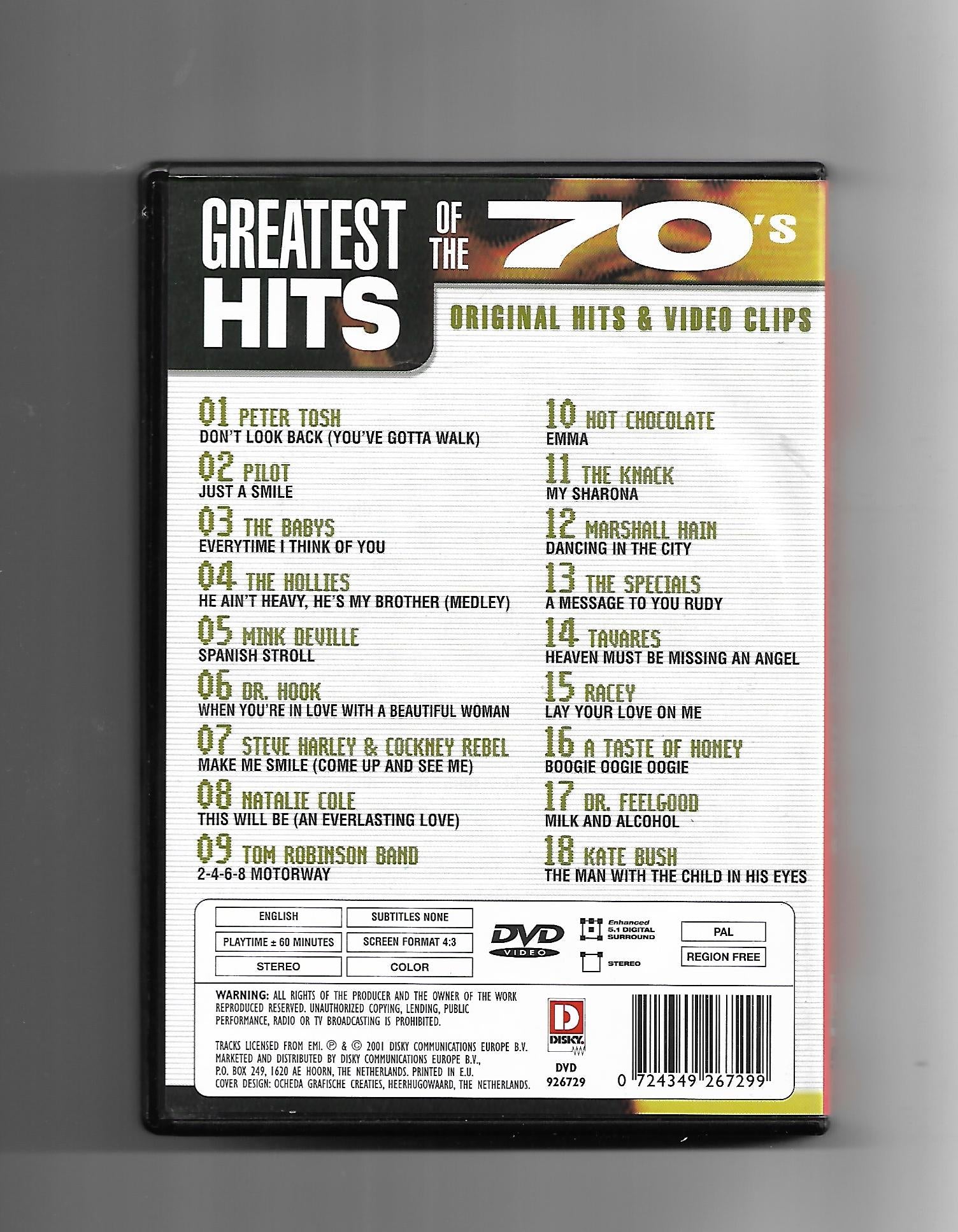 DVD MUSIK - The Greatest DVD Music Collection "Greatest Hits of the 70´s" (Original Hits & Video Clips) Kate Bush, Hot Chocolate, Steve Harley, ...