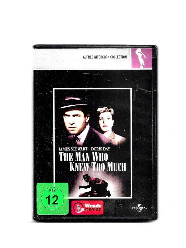 „DVD ‚Der Mann, der zu viel wusste‘ von Alfred Hitchcock mit James Stewart und Doris Day, Thriller‑Klassiker, gebraucht.“