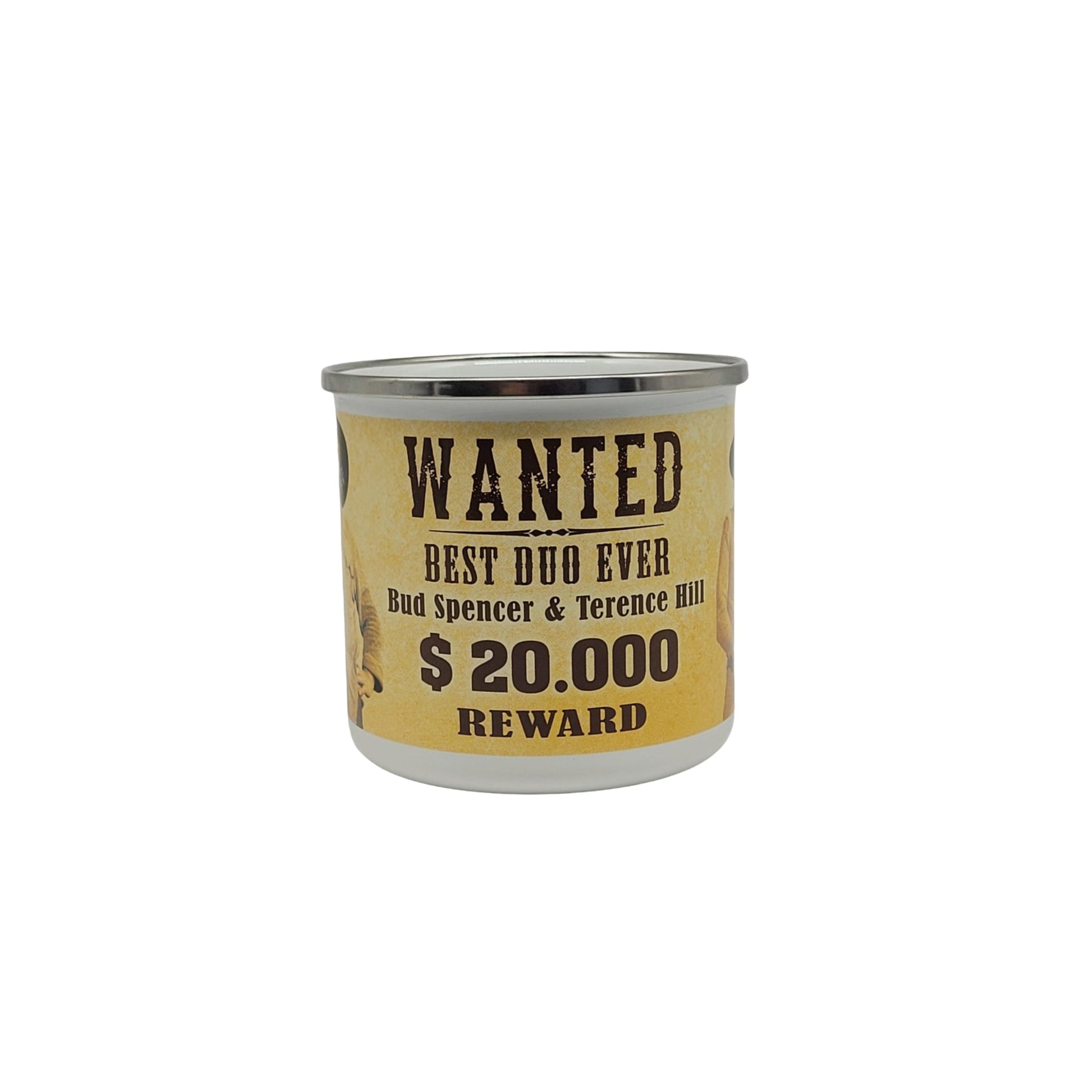 Emaille Becher "Bud Spencer & Terence Hill WANTED - 20.000 Dollar Reward" 0,5 L