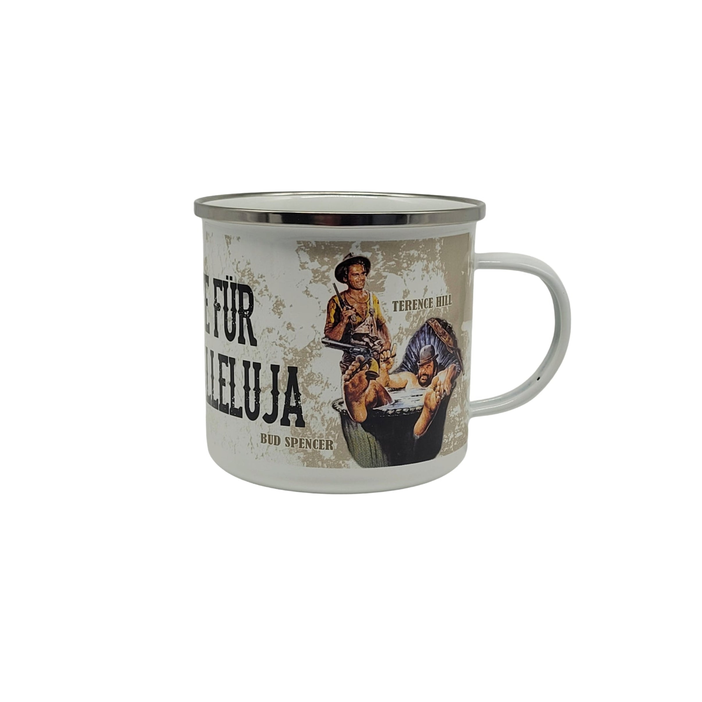 Emaille Becher "Bud Spencer & Terence Hill Vier Fäuste für ein Halleluja" 0,5 L