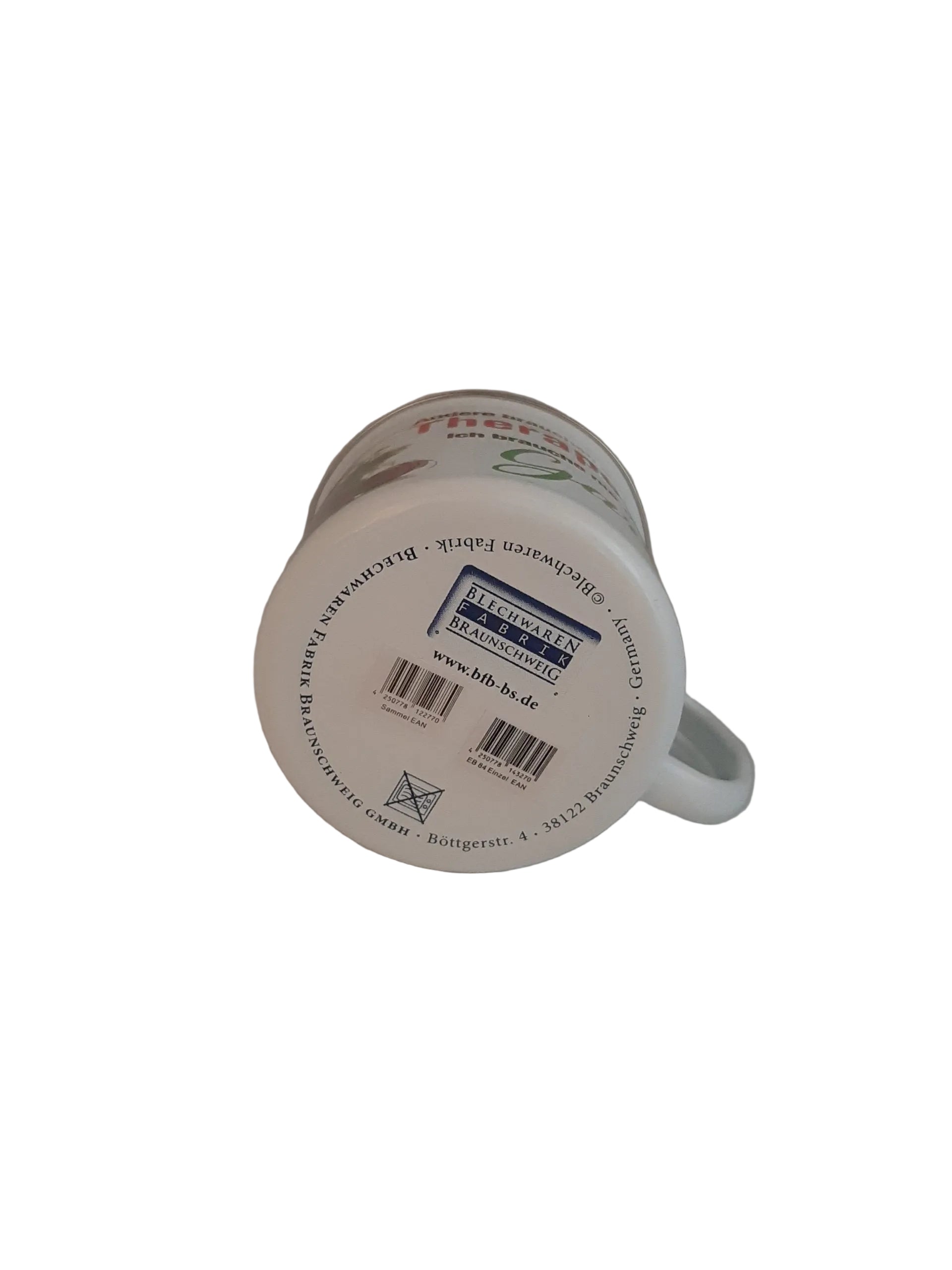 Emaille Becher "Meine Definition von Glück - Keine Termine und leicht einen sitzen" Harald Juhnke 0,5 L