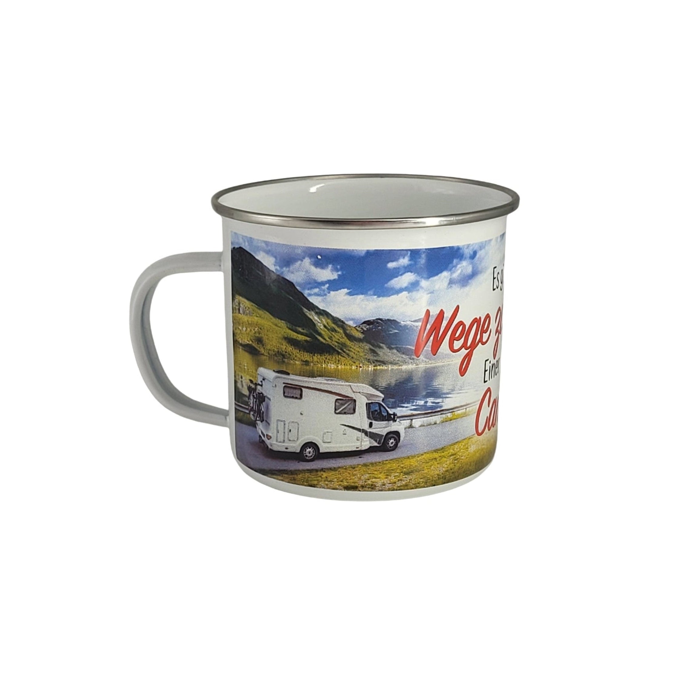 Emaille Becher "Es gibt viele Wege zum Glück - Einer davon ist Campen" 0,5 L